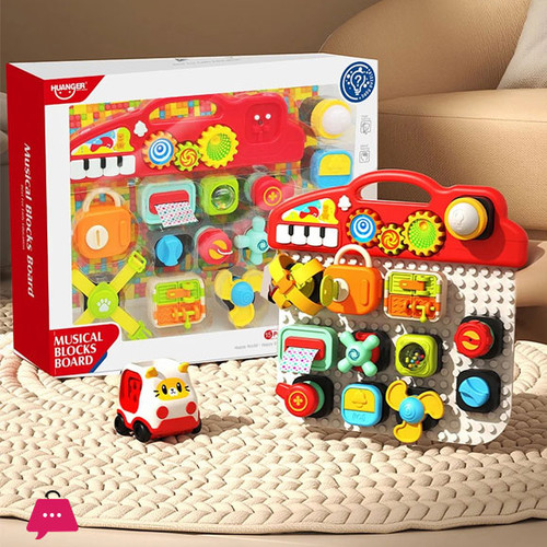 بیزیبُرد موزیکال هانگر با دکمههای موزیکال، چرخدندهها و قطعات تعاملی