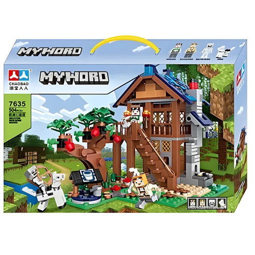 لگو ماینکرافت مدل خانه درختی با ۵۰۴ قطعه و طراحی پیکسلی؛ مناسب ساختوساز و بازی تخیلی.